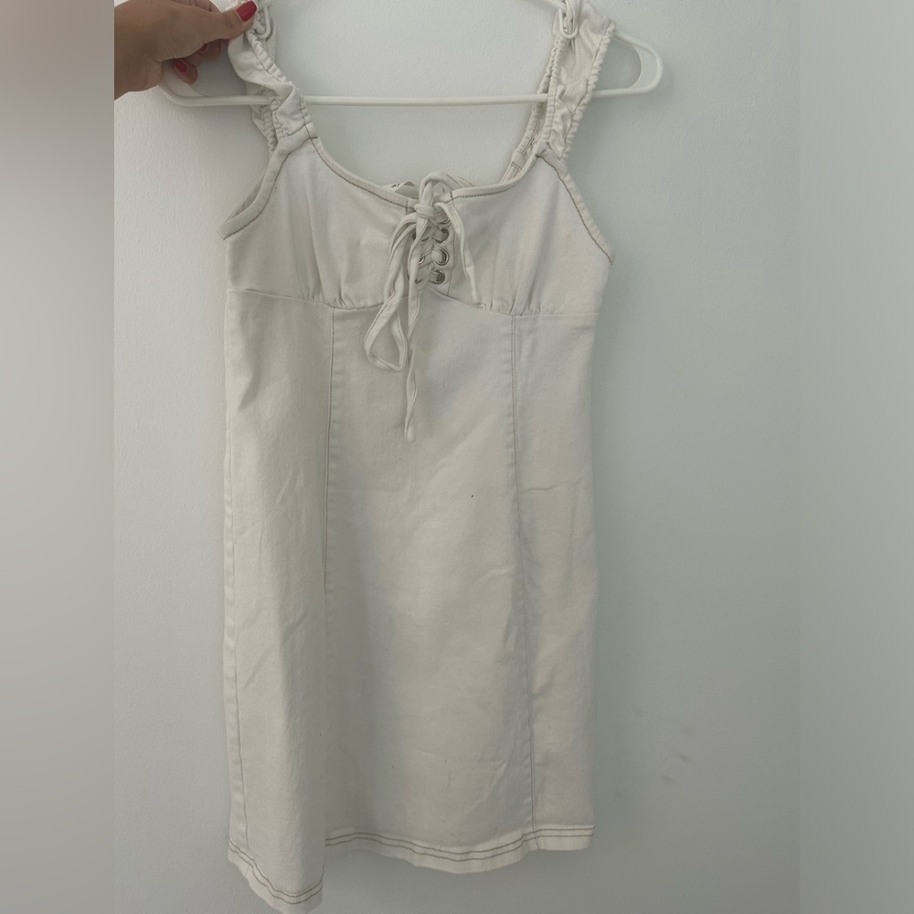 Mustard seed denim dress white